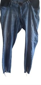 Indigo blue medium distressed skinny maternity jeans